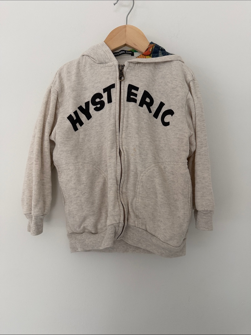 Nike Beige Graphic Hoodie with Green Cartoon Back Panel 4T